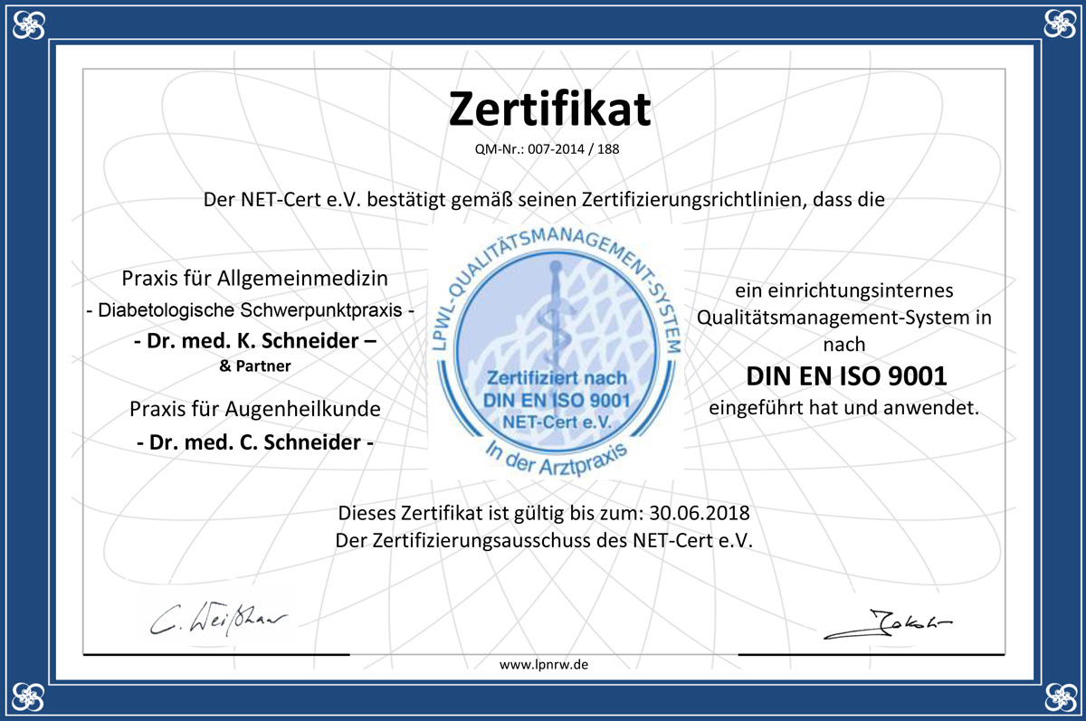 Zertifikat DIN EN ISO 9001