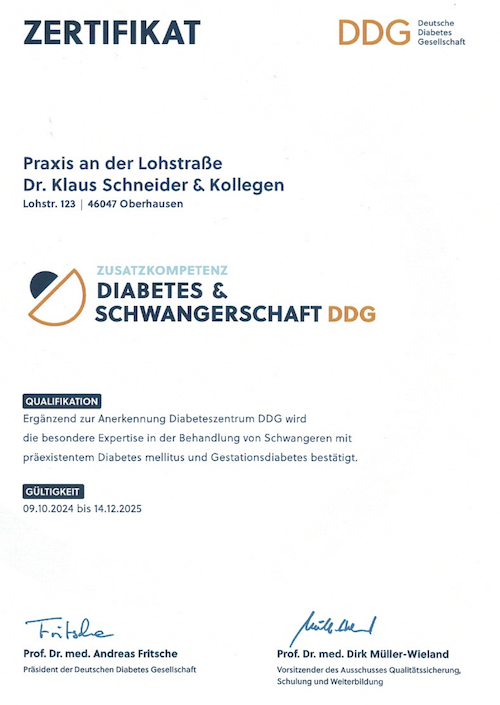 Zertifikat Diabetes & Schwangerschaft DDG
