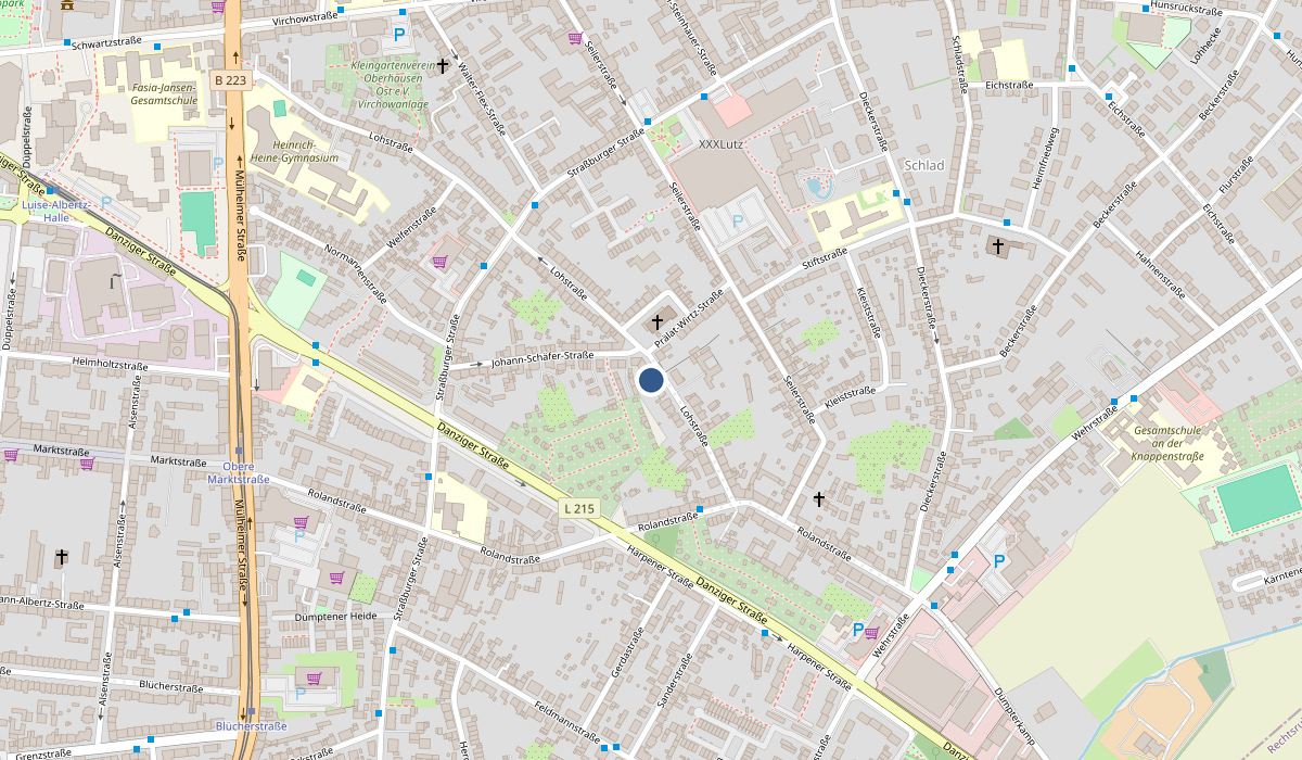 Karte mit dem Standort der Praxis an der Lohstra&szlig;e 123, 46047 Oberhausen